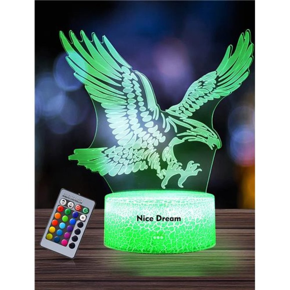 Eagle Night Light for Kids, 3D Illusion Night Lamp, 16 Colors Changing with RC